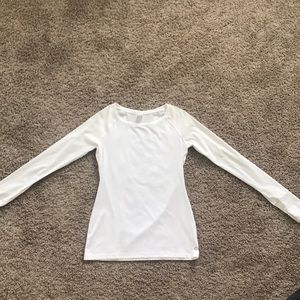 White athletic long sleeve tee